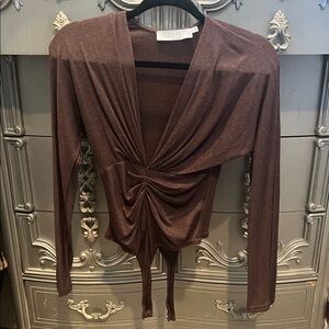 Astr Brown Long Sleeve Bodysuit